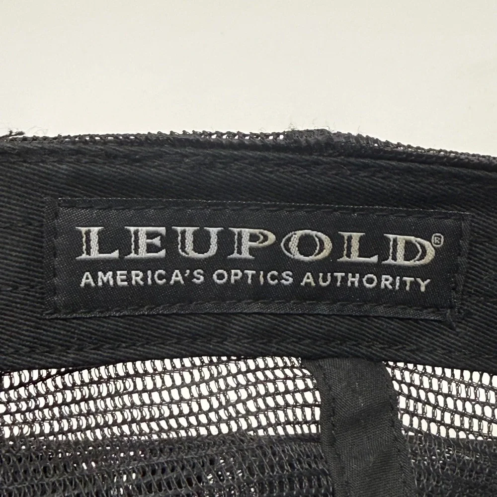 Leupold Mens Black Camo Trucker Hat Embroidered Logo Snapback Mesh Baseball‎ Cap